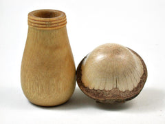 LV-3010 Live Oak & Yellowheart Mushroom Lidded Box, Pill Box, Secret Compartment-THREADED