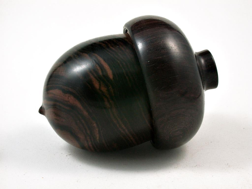LV-2759 Mun Ebony & Burmese Blackwood Acorn Jewelry Box, Pill Box, Trinket Box-SCREW CAP