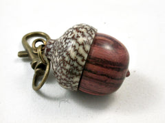 LV-2625 Tulipwood & Betelnut Acorn Pendant Box, Charm, Pill Holder-SCREW CAP