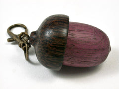 LV-2771 Purpleheart & Black Palm Acorn Pendant Box, Pill Fob-SCREW CAP