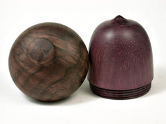 LV-2794  Acorn Box, Ring Box, Pill Box Purpleheart & Walnut-SCREW CAP