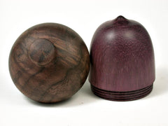 LV-2794 Acorn Box, Ring Box, Pill Box Purpleheart & Walnut-SCREW CAP