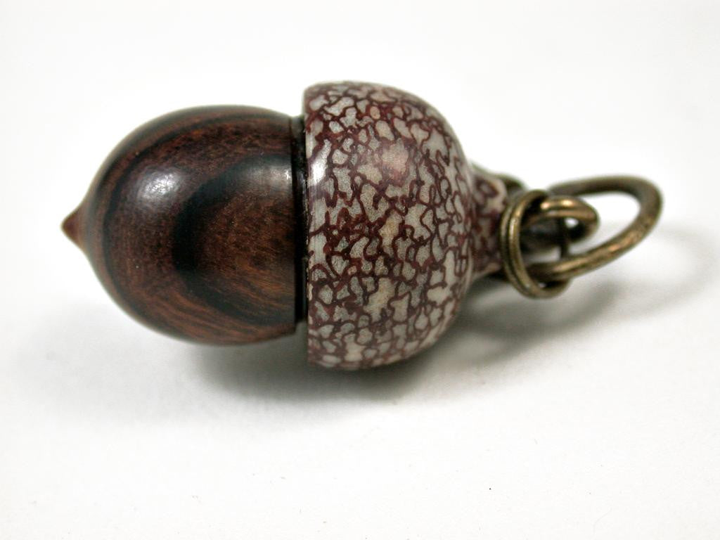 Reserved for Meryl: LV-3071 Desert Ironwood & Betelnut Acorn Box, Pill Holder, Compartment Pendant-SCREW CAP