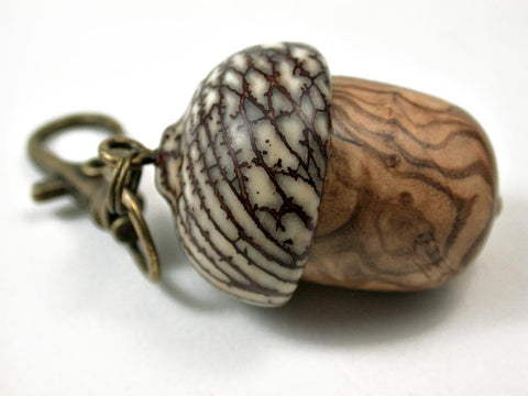 LV-3064 Olive Burl & Betelnut Acorn Box, Pill Holder, Compartment Pendant-SCREW CAP