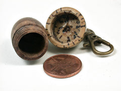 LV-2931 Acorn Pendant Box, Pill Fob from Balau Burl & Palm Nut-SCREW CAP