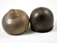 LV-3159 Black Walnut Burl & Bay Laurel Acorn Pill Box, Jewelry, Engagement Ring Box-SCREW CAP