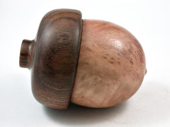 LV-2993 Red gum burl & Chechen Acorn Pill Box, Jewelry Box, Keepsake-SCREW CAP