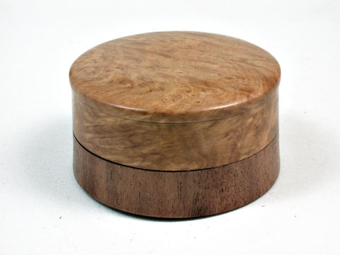 LV-2957 Brown Malle Burl & Acacia Flat Pill Box, Ring Holder, Jewelry Box-SCREW CAP