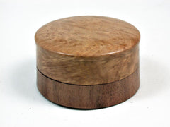 LV-2957 Brown Malle Burl & Acacia Flat Pill Box, Ring Holder, Jewelry Box-SCREW CAP