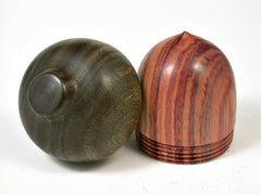 LV-2729 Tulipwood & Verawood Acorn Jewelry, Ring Box, Pill Box-SCREW CAP