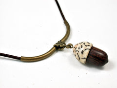 Reserved for Tami: LV-2657 Ironwood & Australian Black Palm Nut Pendant Necklace, Memorial Jewelry -SCREW CAP