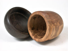 LV-2758 Olive Burl & Black Walnut Acorn Jewelry Box, Pill Box, Trinket Box-SCREW CAP