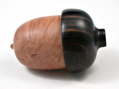 LV-3022 Turkish Briar Burl & Mun Ebony Acorn Pill Holder, Ring Box, -SCREW CAP