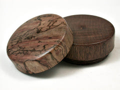 LV-2856 Papaturro Burl & Brown Ebony Flat Pill Box, Ring Holder, Jewelry Box-SCREW CAP
