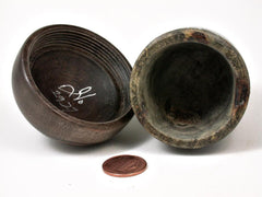 LV-2927 Acorn Box, Ring Box, Pill Box Buckeye Burl & Walnut-SCREW CAP
