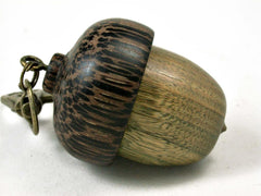 LV-3056 Verawood & Black Palm Acorn Box, Pill Holder, Compartment Pendant-SCREW CAP