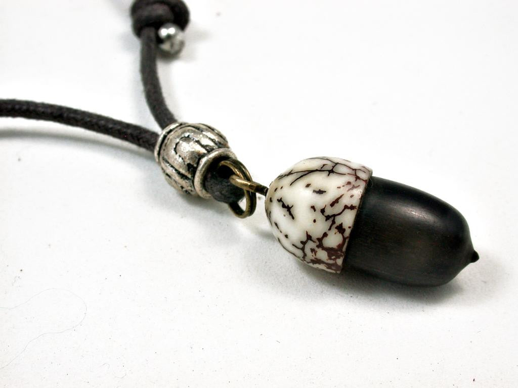 LV-2660 Gabon Ebony & Manila Palm Nut Pendant Necklace, Memorial Jewelry -SCREW CAP