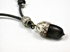 LV-2660 Gabon Ebony & Manila Palm Nut Pendant Necklace, Memorial Jewelry -SCREW CAP