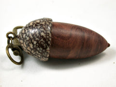 LV-3118  Red Mallee Burl & Betelnut Acorn Box, Pill Holder, Compartment Pendant-SCREW CAP