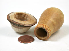 LV-3010 Live Oak & Yellowheart Mushroom Lidded Box, Pill Box, Secret Compartment-THREADED