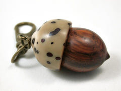 LV-3069 Cocobolo & Raffia Nut Acorn Box, Pill Holder, Compartment Pendant-SCREW CAP