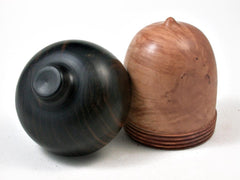 LV-3022 Turkish Briar Burl & Mun Ebony Acorn Pill Holder, Ring Box, -SCREW CAP