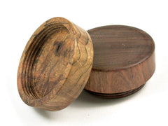 LV-2958 Redbud Burl & Tamboti Flat Pill Box, Snuff Box, Ring Holder, Trinket Box-SCREW CAP