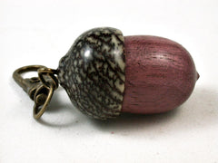 LV-2714 Purpleheart & Betelnut Acorn Pendant Box, Pill Fob-SCREW CAP