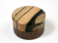 LV-2854 Black & White Ebony w/ Brown Ebony Flat Pill Box, Ring Holder, Jewelry Box-SCREW CAP