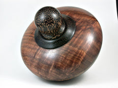 LV-2962 Curly Koa Threaded Vessel, Urn with Black palm Cap and Inlay Accent