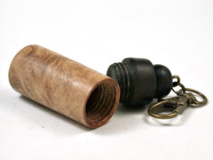 LV-3007 Black Locust Burl & Ebony Pendant Box, Pill Holder, Snuff Box-SCREW CAP