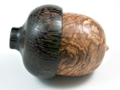 LV-2968 Olive Burl & Black Palm Wooden Acorn Jewelry, Ring Box, Pill Box-SCREW CAP