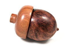 LV-1575 Red Mallee Burl & Pink Ivory Wooden Acorn Trinket Box, Keepsakes, Jewelry Box-SCREW CAP