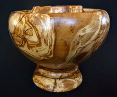 LV-330 Olive Burl Wood Turned Pedestal Vessel, Footed Vase, Wood Bowl