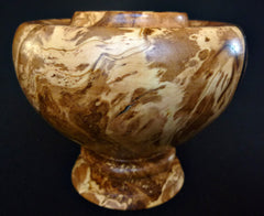 LV-330 Olive Burl Wood Turned Pedestal Vessel, Footed Vase, Wood Bowl