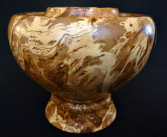 LV-330  Olive Burl Wood Turned Pedestal Vessel, Footed Vase, Wood Bowl