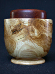 LV-490 Olive & Manzanita Burl Wood Threaded Cap Urn, Lidded Trinket Box, Jewelry Box, Treenware