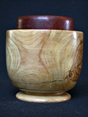 LV-490 Olive & Manzanita Burl Wood Threaded Cap Urn, Lidded Trinket Box, Jewelry Box, Treenware