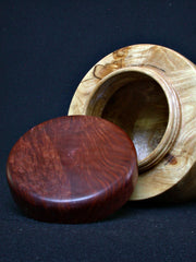 LV-490 Olive & Manzanita Burl Wood Threaded Cap Urn, Lidded Trinket Box, Jewelry Box, Treenware