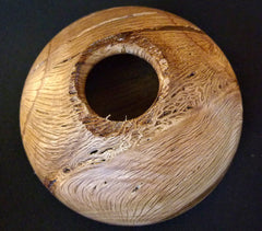 LV-0339 Palmer Oak Wood Turned Pot, Hollow Form, Vase with Natural Edge