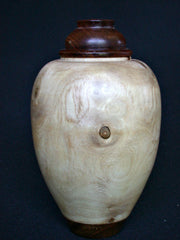 LV-408  New Zealand Ngaio Wood Turned Lidded Vase, Hollow Form, Wood Urn--RARE BEAUTY