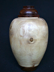 LV-408 New Zealand Ngaio Wood Turned Lidded Vase, Hollow Form, Wood Urn--RARE BEAUTY