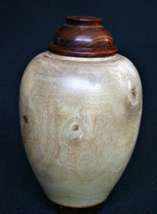 LV-408  New Zealand Ngaio Wood Turned Lidded Vase, Hollow Form, Wood Urn--RARE BEAUTY