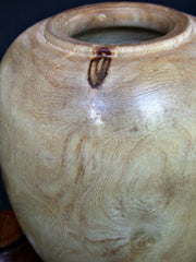 LV-408  New Zealand Ngaio Wood Turned Lidded Vase, Hollow Form, Wood Urn--RARE BEAUTY