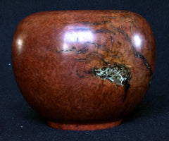 LV-321 Manzanita Burl Wood Turned Vase, Bowl, Hollow Form with Lichen Inlay-NICE
