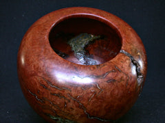 LV-321 Manzanita Burl Wood Turned Vase, Bowl, Hollow Form with Lichen Inlay-NICE