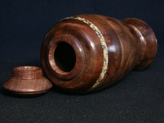 LV-967 Camphor Burl & Thinwin Threaded Urn, Lidded Trinket Box, Jewelry Box, Treenware