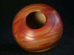 LV-375 Pink Flame & Ebony Hand Turned Wooden Bowl, Hollow Form, Pedestal Vase, Weed Pot-RARE