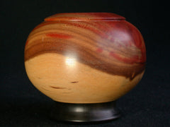 LV-375 Pink Flame & Ebony Hand Turned Wooden Bowl, Hollow Form, Pedestal Vase, Weed Pot-RARE