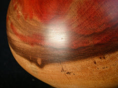 LV-375 Pink Flame & Ebony Hand Turned Wooden Bowl, Hollow Form, Pedestal Vase, Weed Pot-RARE
